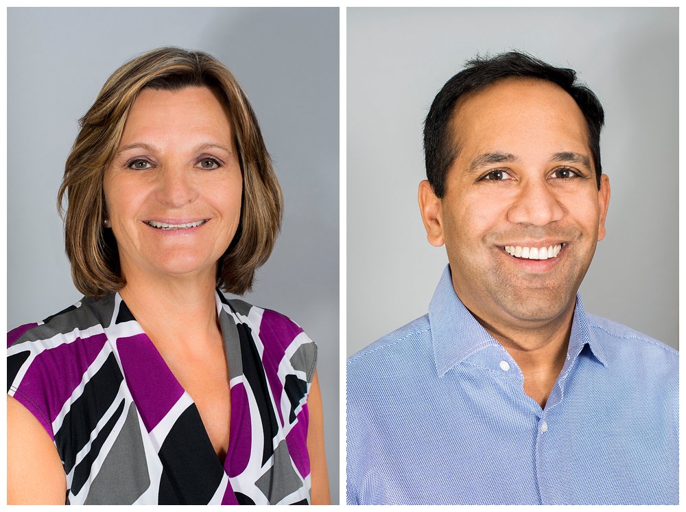 Headshots of a man and a woman