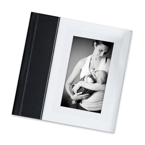 Black and White Album with a Newborn and Mom