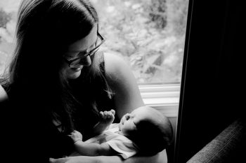 Mom looks into the eyes of her baby